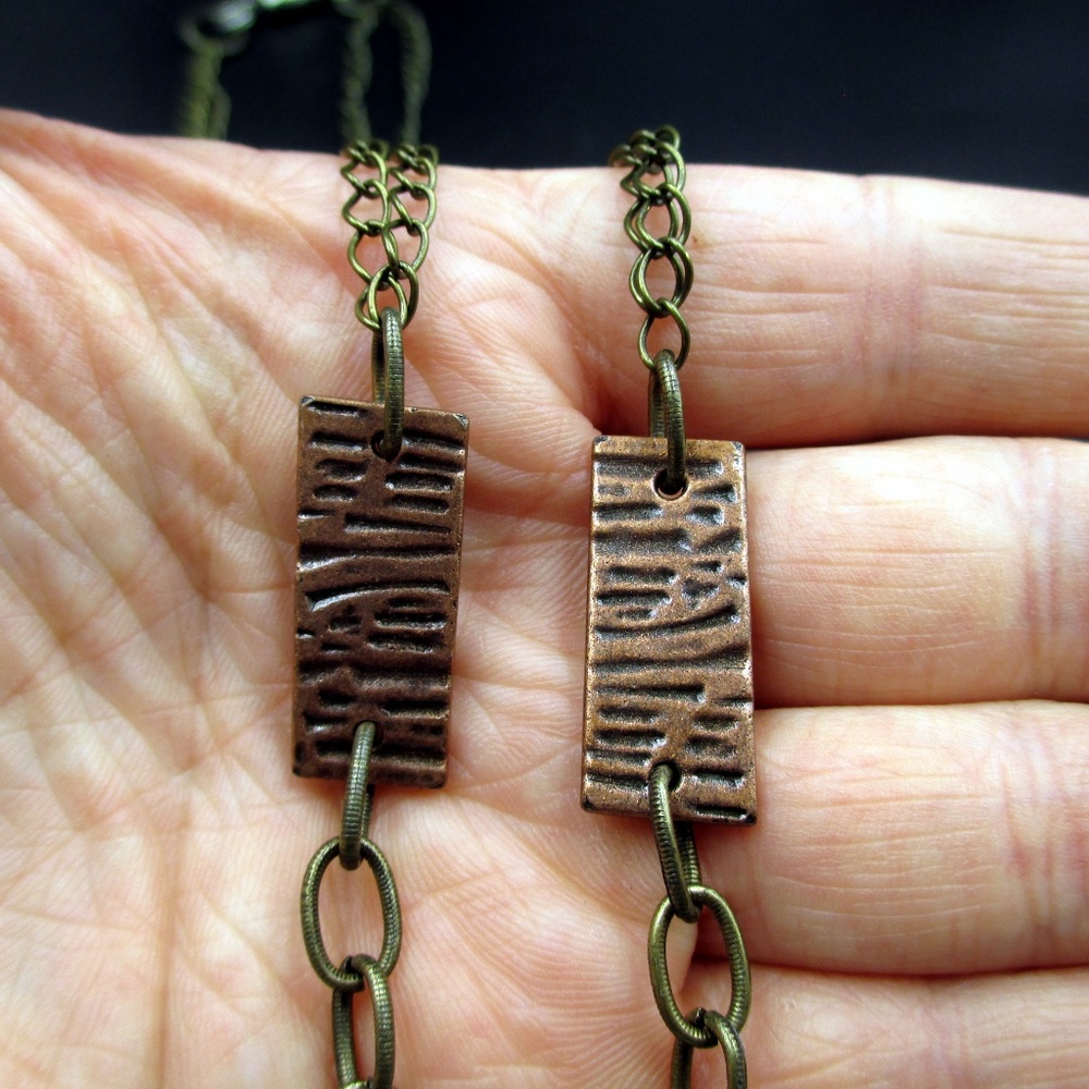25 Inch Copper Tone Rustic Heart Pendant Necklace - Picture 4 of 8